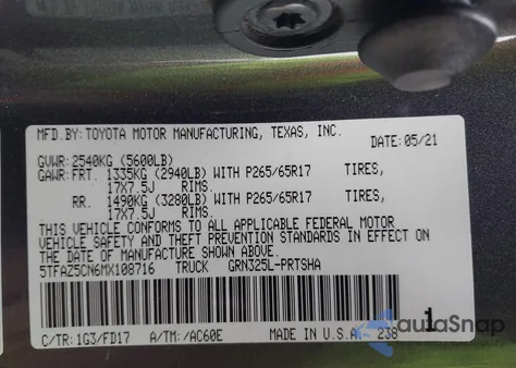 2021 Toyota Tacoma Trd Sport z USA, uszkodzony, nr VIN 5TFAZ5CN6MX108716